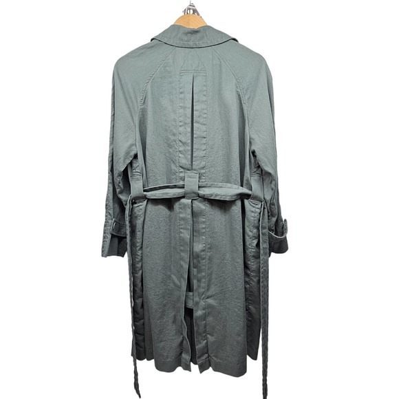 Madewell Textural Trench Coat Green Medium New - Picture 11 of 14